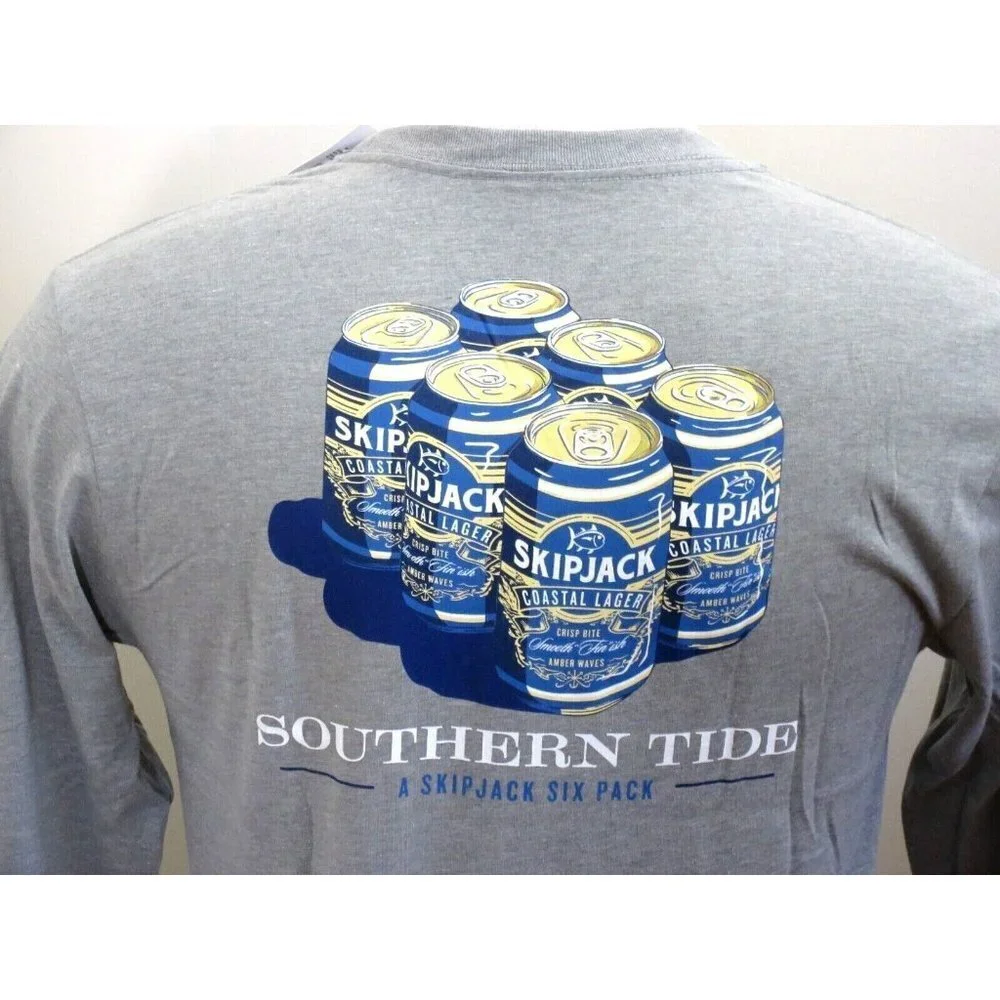 Southern Tide Men's Long Sleeve Skipjack Coastal Lager 6 Pack T shirt Grey NWT - Picture 1 of 4